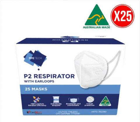 PPE Tech P2 Earloop Face Mask 25 Pack