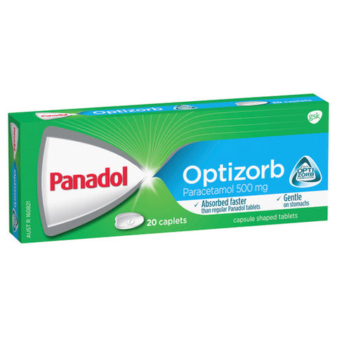 Panadol with Optizorb 500mg Paracetamol Pain Relief 20 Caplets