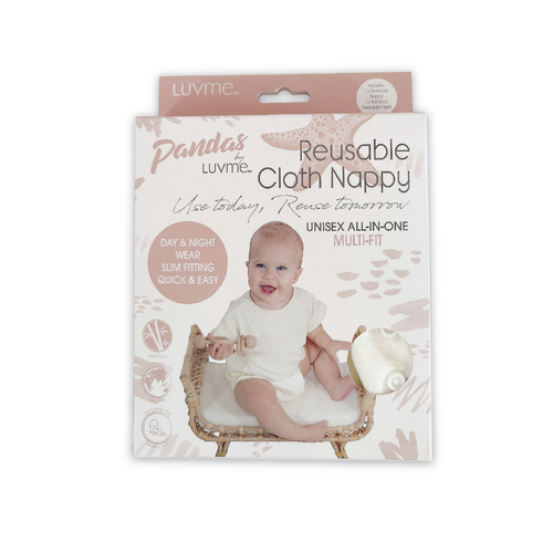 Pandas By LUVME Bamboo Reusable Cloth Nappy Natural