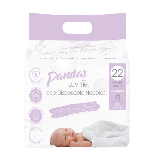 Pandas By LUVME Eco-Disposable Nappies 0-5kg 22 Pack