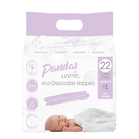 Pandas By LUVME Eco-Disposable Nappies 0-5kg 22 Pack