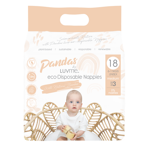 Pandas By LUVME Eco-Disposable Nappies 6-11kg 18 Pack