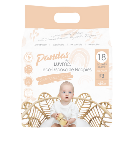 Pandas By LUVME Eco-Disposable Nappies 6-11kg 18 Pack