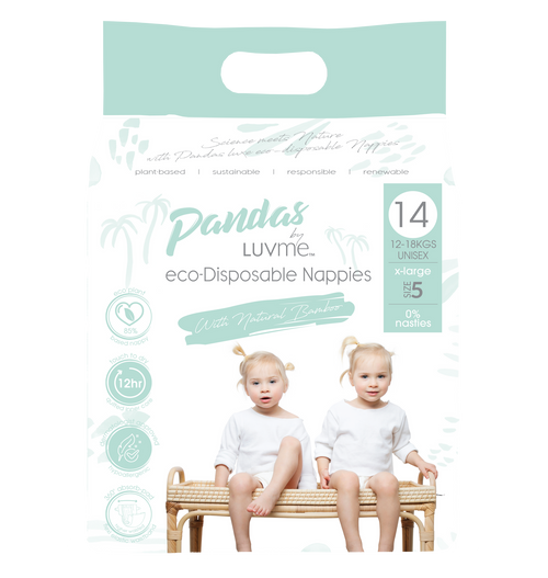 Pandas By LUVME Eco-Disposable Nappies XL 12-18kg 14 Pack
