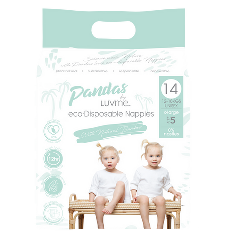 Pandas By LUVME Eco-Disposable Nappies XL 12-18kg 14 Pack