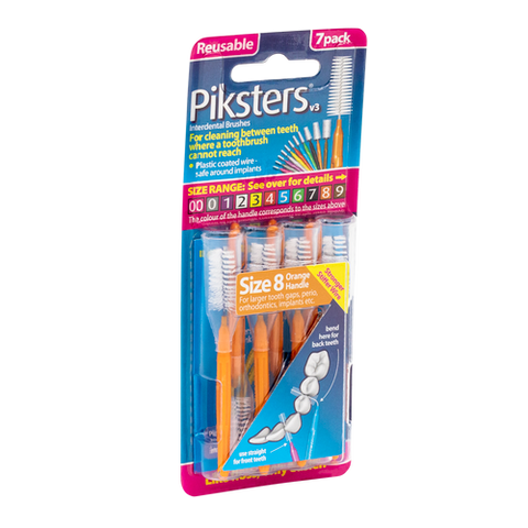 Piksters Interdental Brushes Orange Size 8 7pk