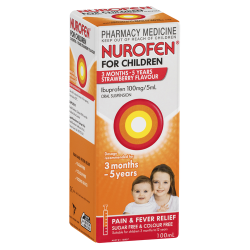 Nurofen For Children 3months - 5years Pain and Fever Relief  Strawberry 100mL