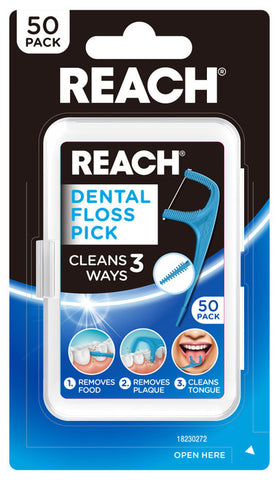 Reach Dental Floss Pick 3 Ways 50 Pack