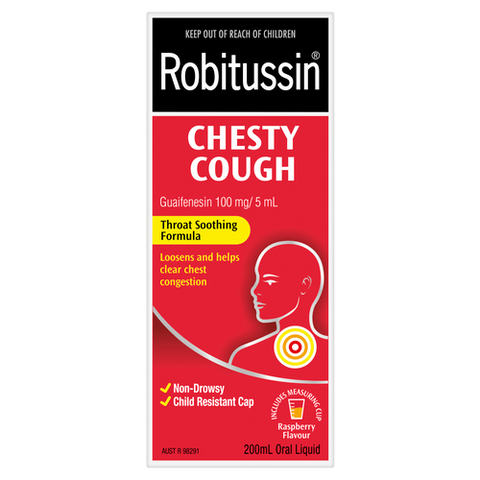 Robitussin Chesty Cough Oral Liquid 200ml - Raspberry