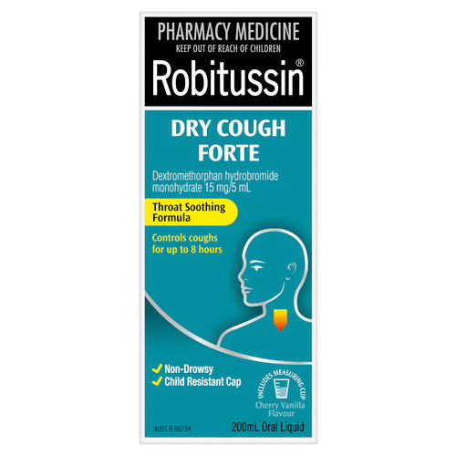 Robitussin Dry Cough Forte Oral Liquid 200ml - Cherry Vanilla