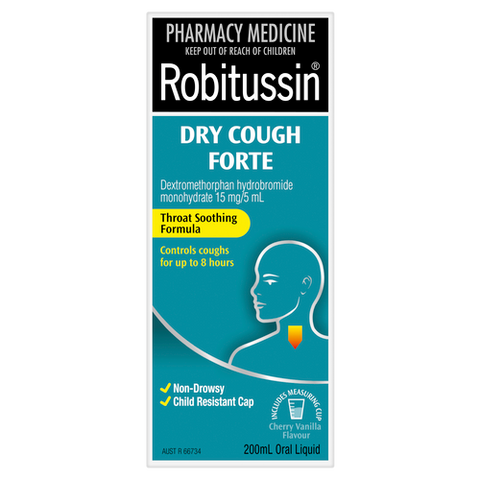 Robitussin Dry Cough Forte Oral Liquid 200ml - Cherry Vanilla