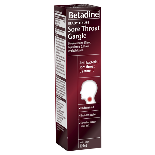 Betadine Ready to Use Sore Throat Gargle 120ml