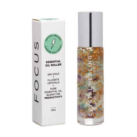 SUMMER SALT BODY Essential Oil Roller With 24K Gold Focus - Rainbow Fluorite 10ml