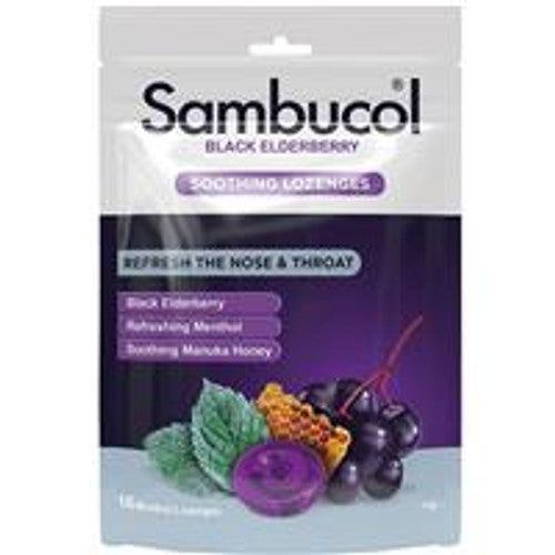 Sambucol Soothing Nose & Throat Menthol & Honey 16 Lozenges