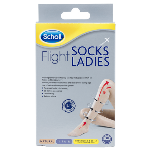 Scholl Ladies Flight Compression Hosiery Socks Natural Size 8-10 1 Pair