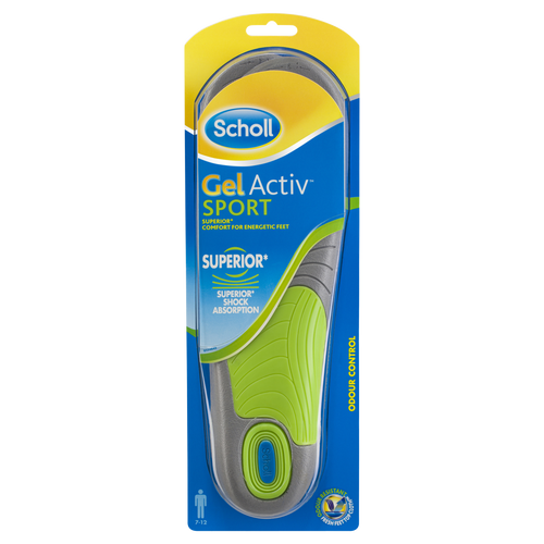 Scholl Mens Gel Activ Sport Insoles Size 7-12 1 Pair