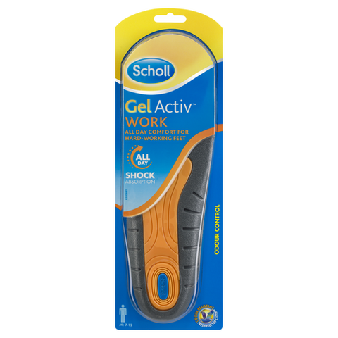 Scholl Mens Gel Activ Work Insoles Size 7-12 1 Pair