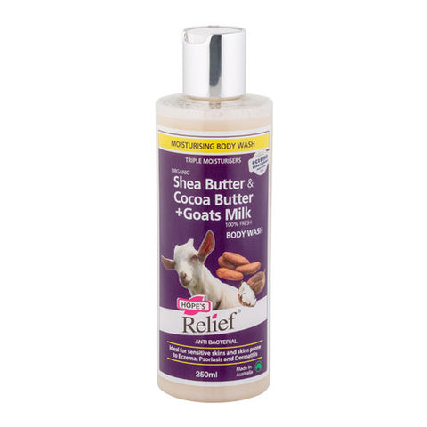 Hope's Relief Organic Shea butter, Organic Cocoa butter & Goats milk Body Wash 250ml