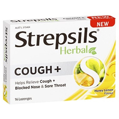 Strepsils Herbal Cough Lozenges Honey Lemon 16 Pack