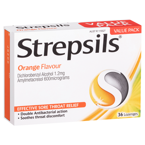 Strepsils Sore Throat Relief Orange 36 Pack