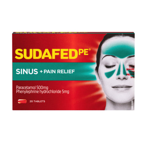 Sudafed PE Sinus + Pain Relief Tablets 20 Pack