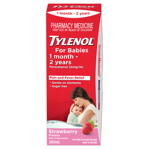 TYLENOL Pain & Fever Relief For Babies Strawberry 200ml