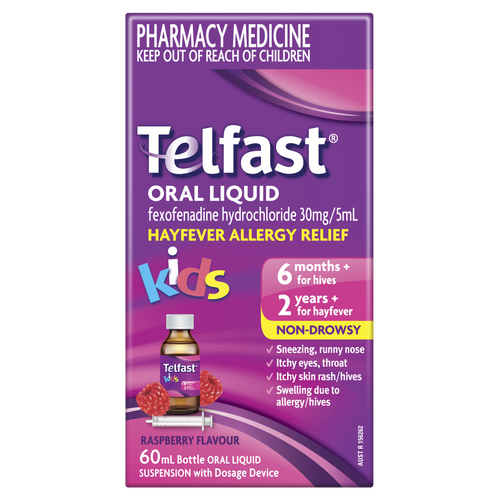 Telfast Kids Hayfever Allergy Relief Oral Liquid - Raspberry 60ml