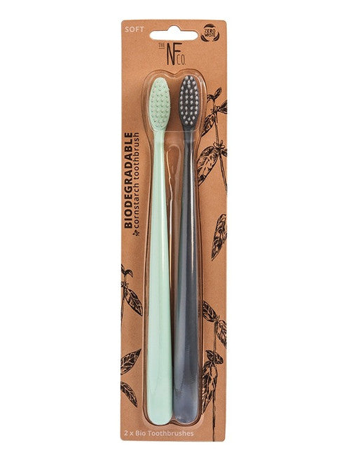 The Natural Family Co. Bio Cornstarch Soft Toothbrush 2 Pack - Rivermint & Monsoon Mist