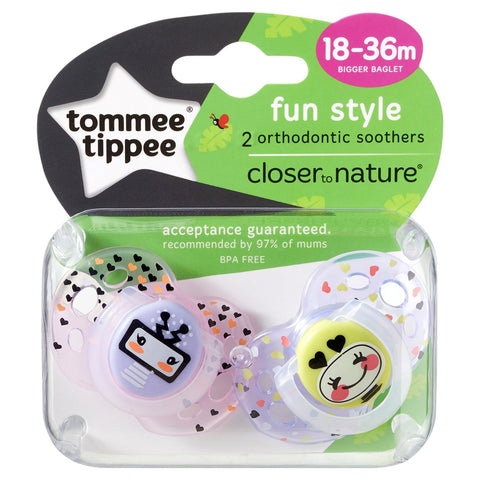 Tommee Tippee Closer To Nature Fun Style Soothers 18-36M x 2