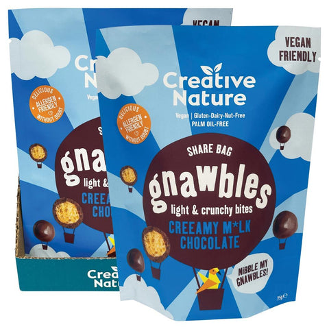CREATIVE NATURE Gnawbles Light & Crunchy Bites Creeamy M*lk Chocolate 75g 6PK