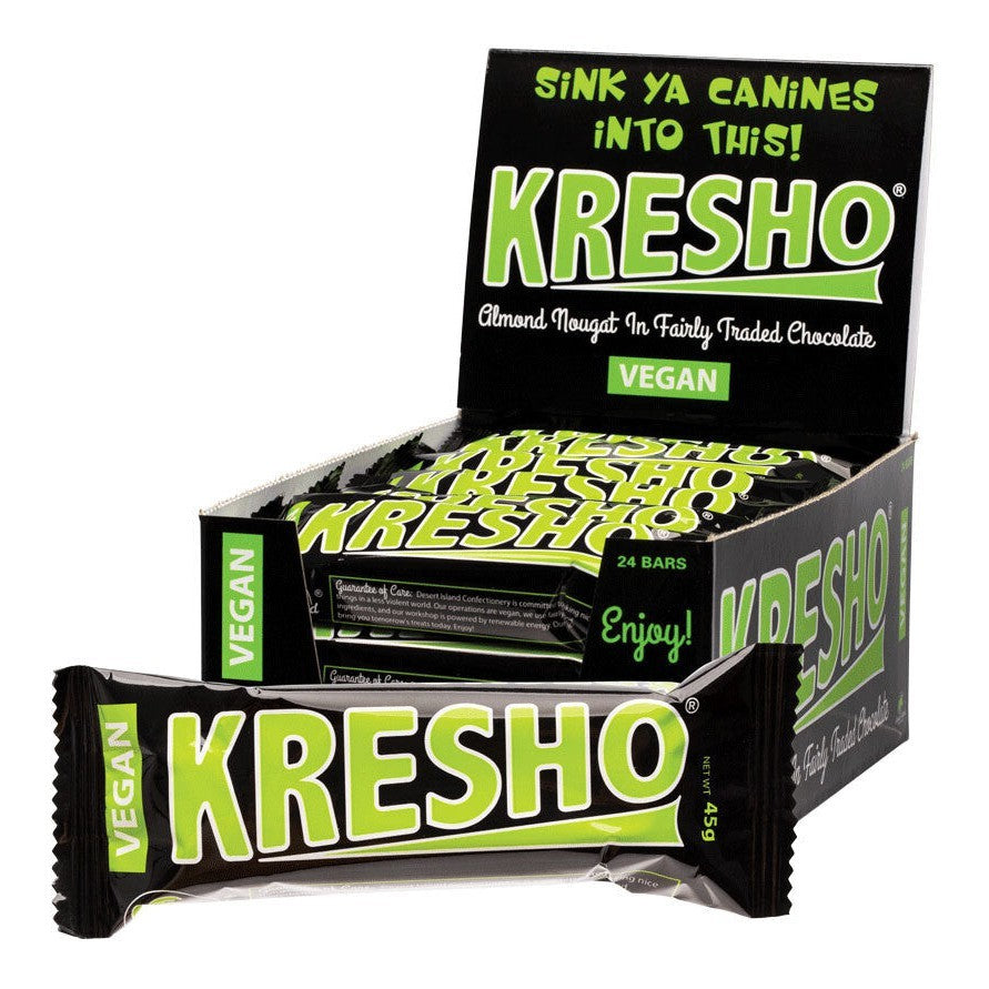 DESERT ISLAND CONFECTIONERY Kresho Bar Chocolate Covered Almond Nougat 45g 24PK