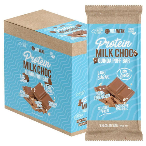 VITAWERX Protein Milk Chocolate Bar Quinoa Puff 12x100g