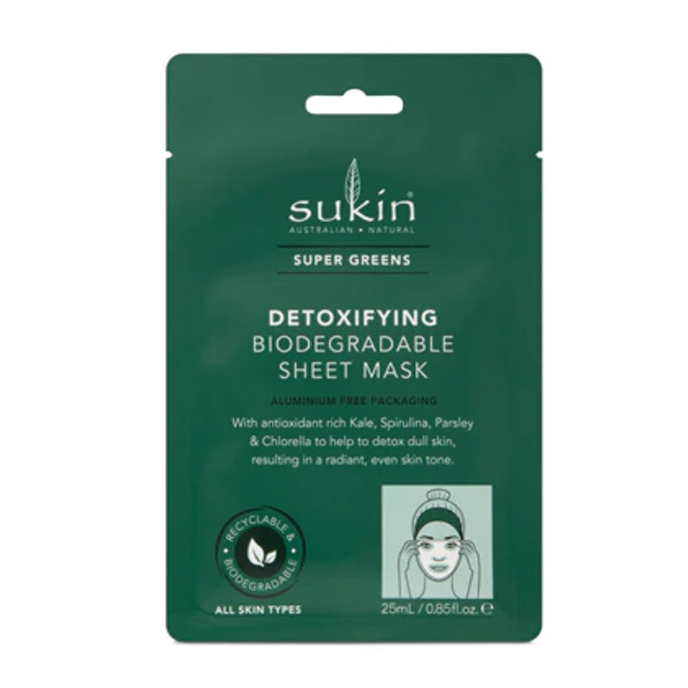 Sukin Super Greens Detoxifying Sheet Mask Sachet 25ml