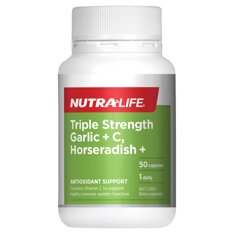 Nutra-Life Triple Strength Garlic + C Horseradish + 50 Capsules