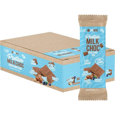 VITAWERX Protein Milk Chocolate Bar Fruit & Nut 12x35g