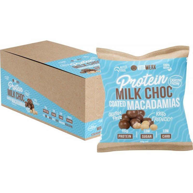 VITAWERX Protein Milk Chocolate Coated Macadamias 10x60g