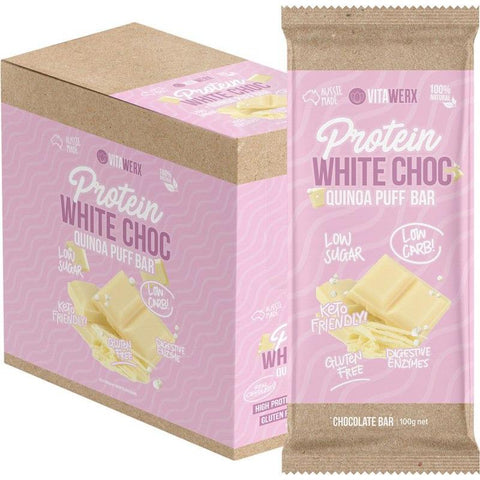 VITAWERX Protein White Chocolate Bar Quinoa Puff 12x100g