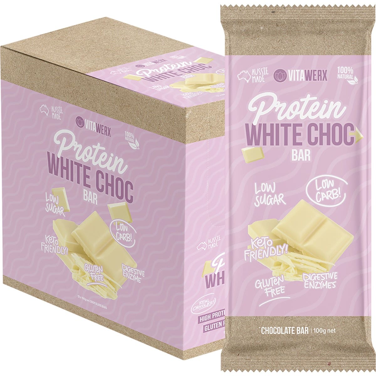 VITAWERX Protein White Chocolate Bar 12x100g
