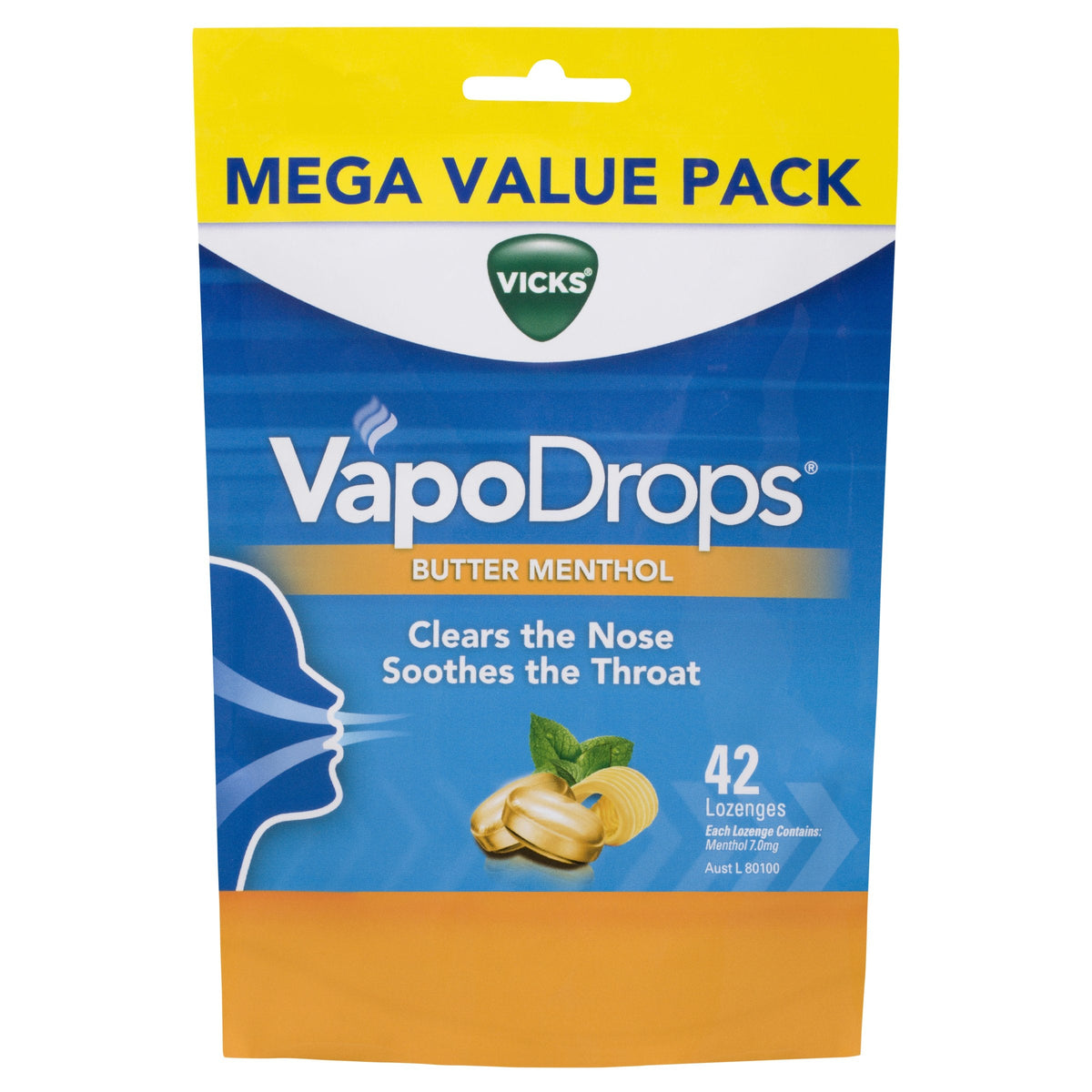 Vicks Vapodrops Butter Menthol 42 Lozenges