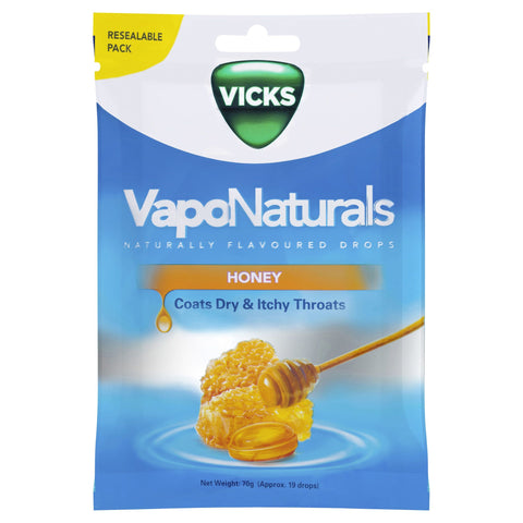 Vicks Vaponaturals Honey Flavoured Drops Naturally Flavoured  19 Drops Resealable Bag