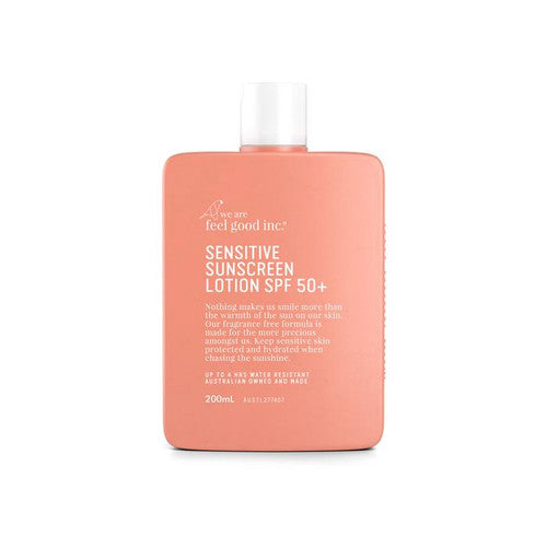 We Are Feel Good Inc. Sensitive Sunscreen SPF 50+ 200ml front of bottle