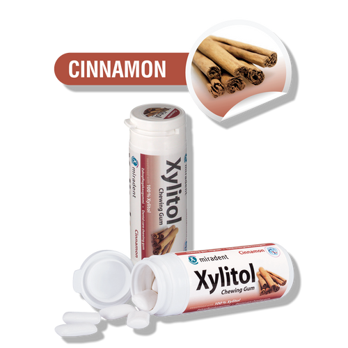 Miradent Xylitol Oral Care Chewing Gum  30 Pieces Cinnamon