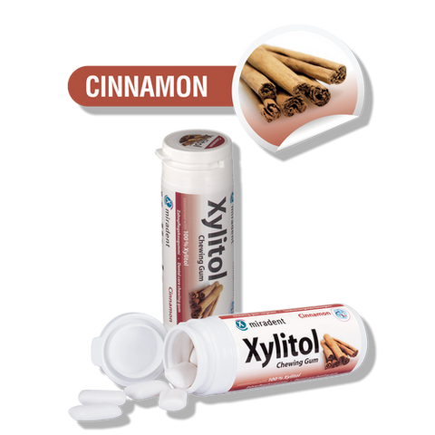 Miradent Xylitol Oral Care Chewing Gum  30 Pieces Cinnamon