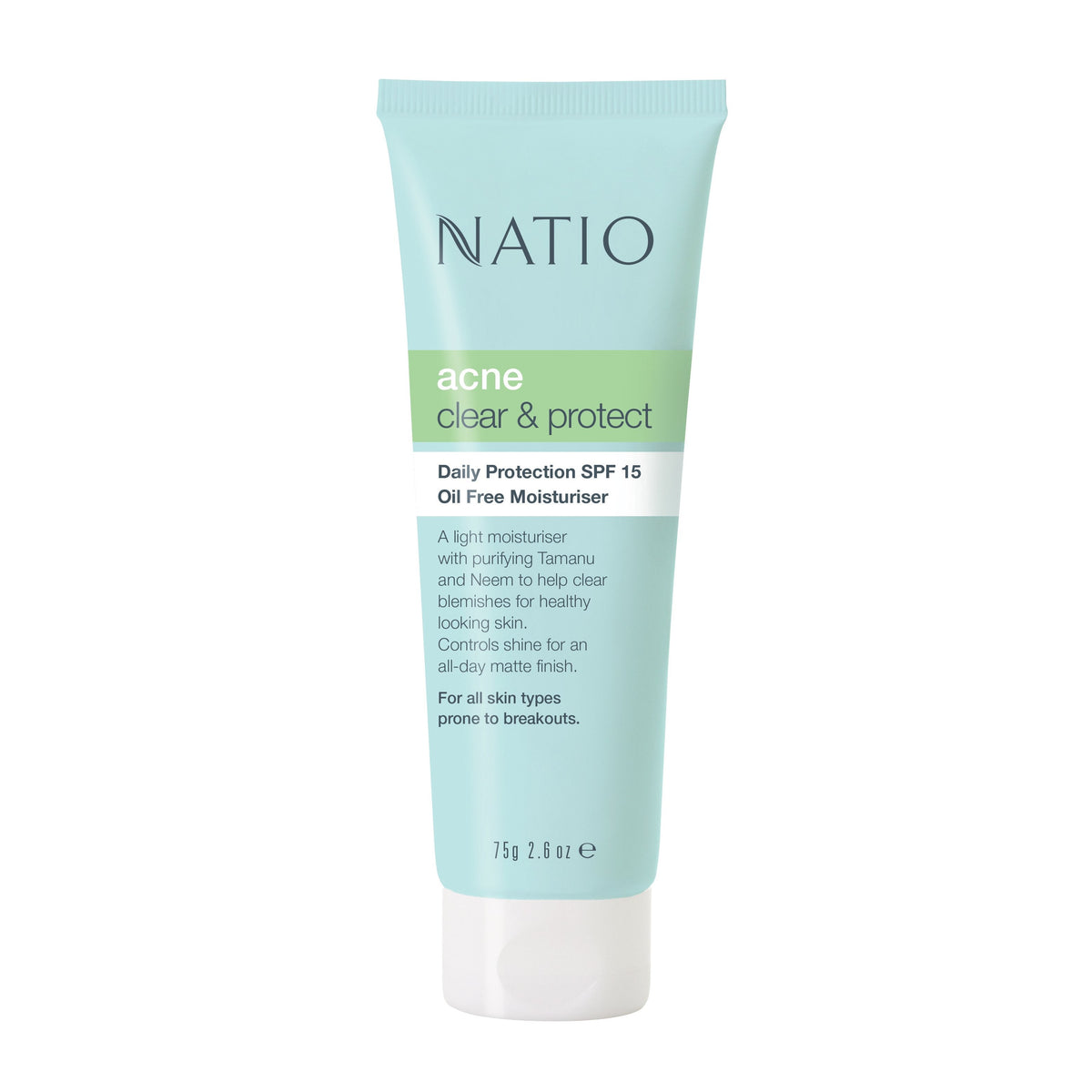 Natio Acne Daily Protection SPF 15 Oil Free Moisturiser 75g