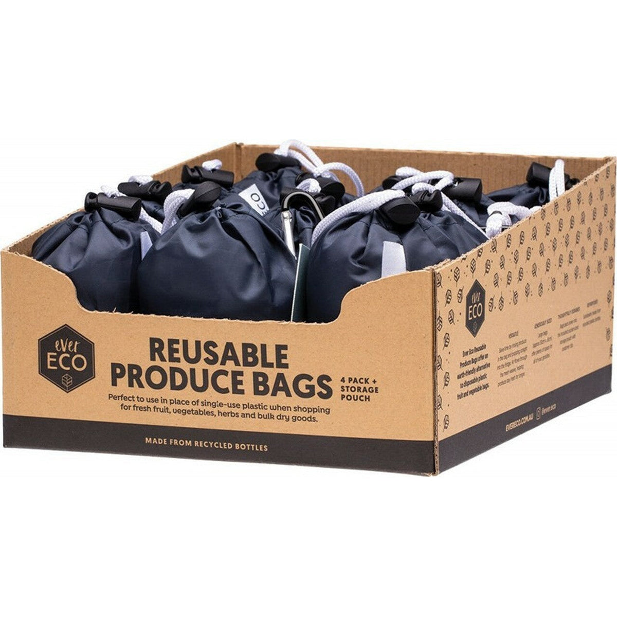 EVER ECO Reusable Produce Bags Recycled Polyester Mesh 4pk 12PK
