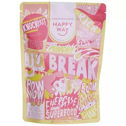 HAPPY WAY Whey Protein Powder Matcha Milk Boba Tea 500g