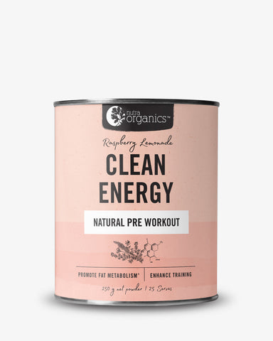 Nutra Organics Clean Energy Pre Workout Raspberry Lemonade 250g