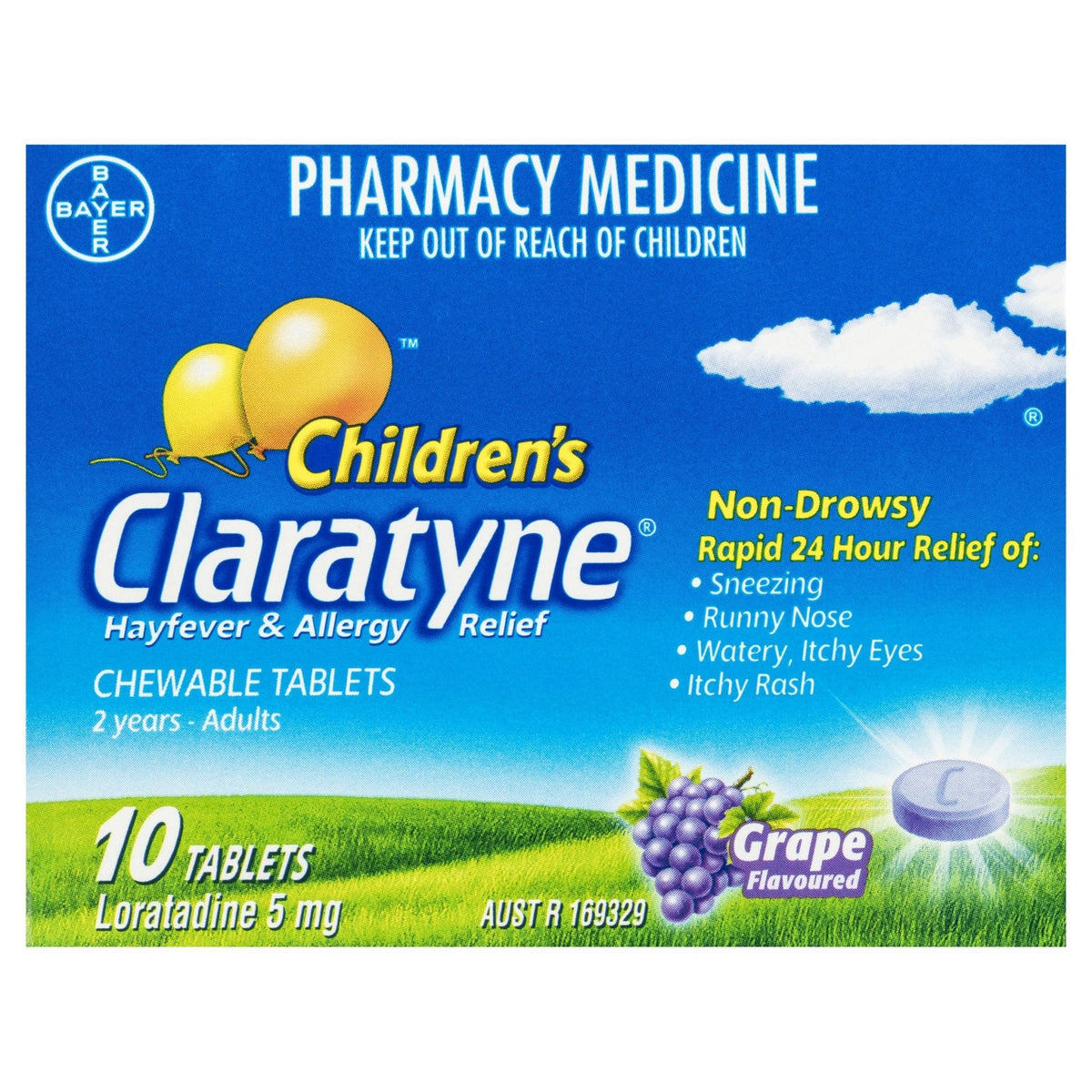 Claratyne Children's Hayfever & Allergy Relief Antihistamine Grape Flavoured Chewable Tablets 10 pack