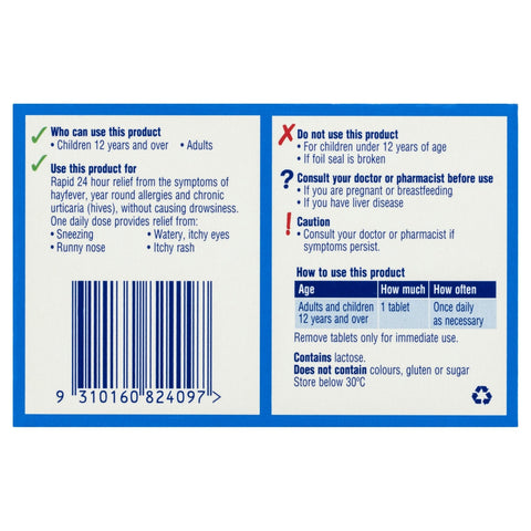 Claratyne Hayfever & Allergy Relief Antihistamine Tablets 60 pack