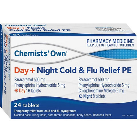 Chemists' Own Day + Night Cold & Flu Relief PE 24 Tablets